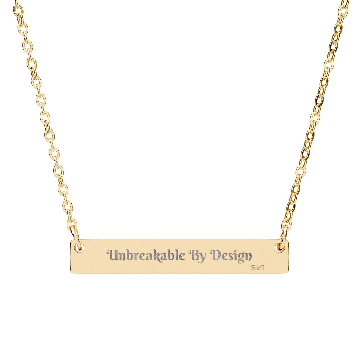 Engraved Horizontal Bar Necklace — Unbreakable By Design Pendant