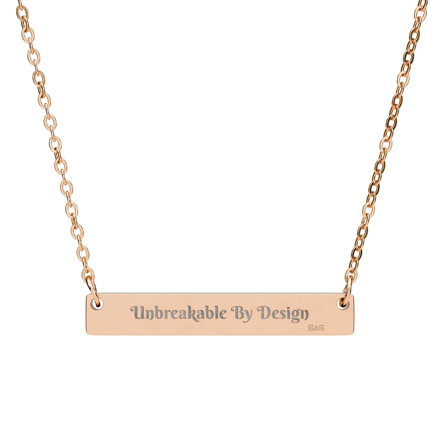 Engraved Horizontal Bar Necklace — Unbreakable By Design Pendant