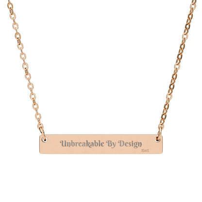 Engraved Horizontal Bar Necklace — Unbreakable By Design Pendant