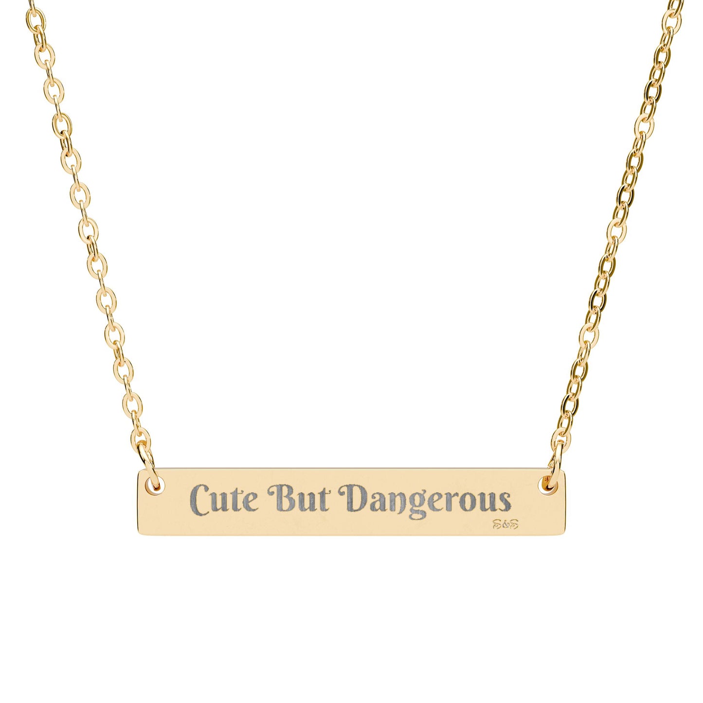 Engraved Horizontal Bar Necklace — Cute But Dangerous Pendant