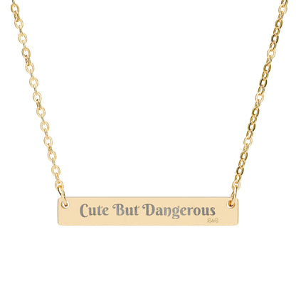 Engraved Horizontal Bar Necklace — Cute But Dangerous Pendant