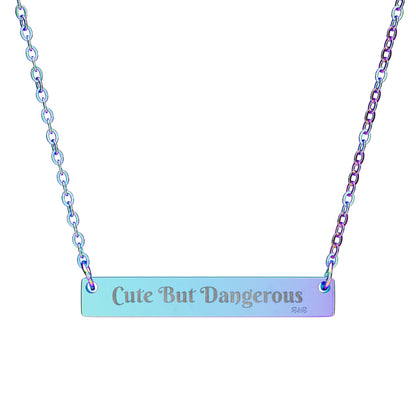Engraved Horizontal Bar Necklace — Cute But Dangerous Pendant