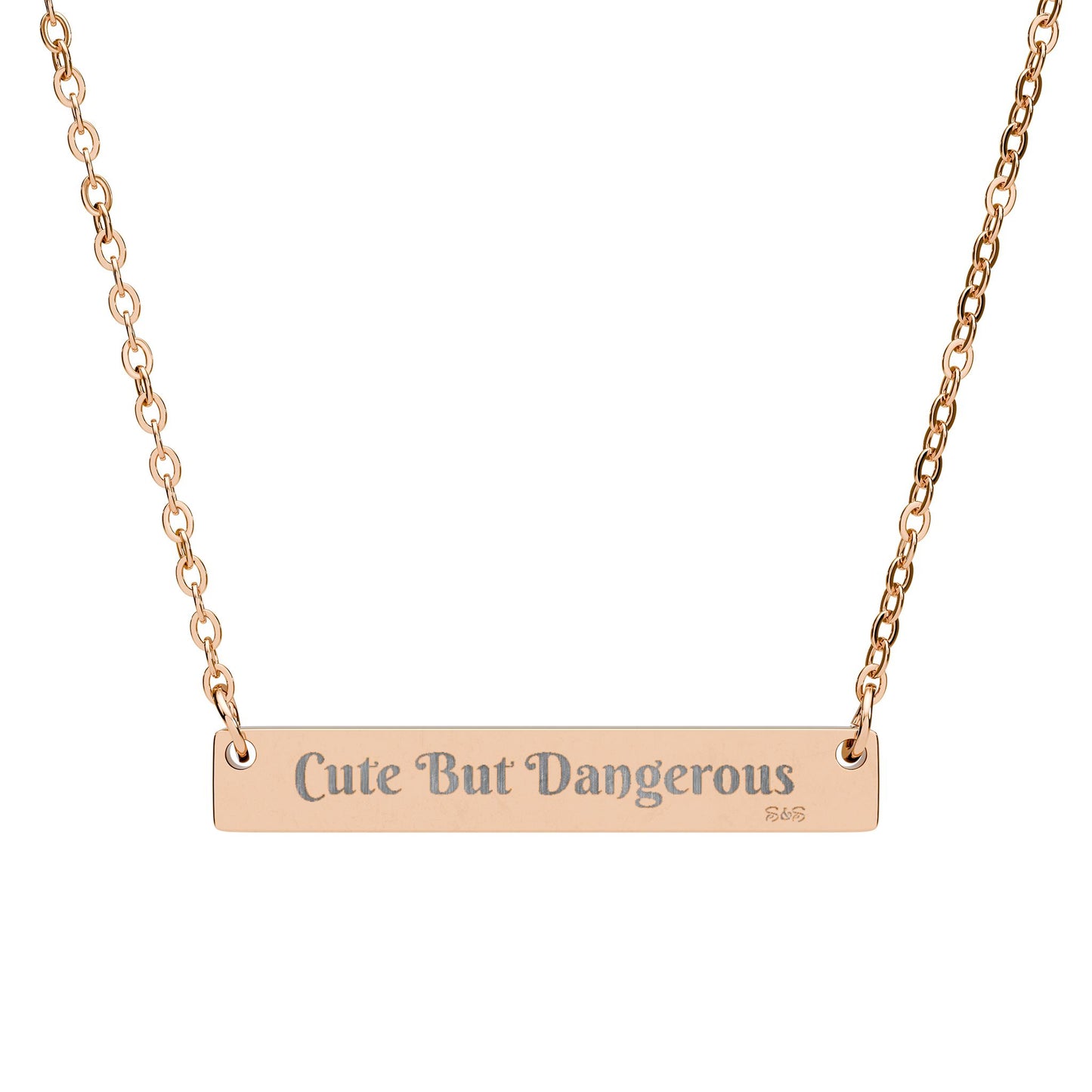 Engraved Horizontal Bar Necklace — Cute But Dangerous Pendant