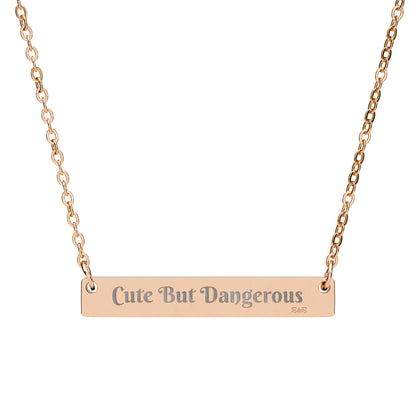 Engraved Horizontal Bar Necklace — Cute But Dangerous Pendant