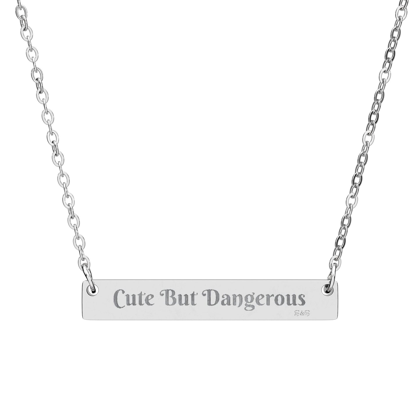 Engraved Horizontal Bar Necklace — Cute But Dangerous Pendant