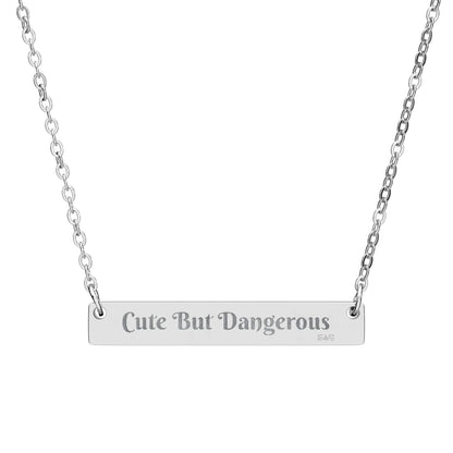 Engraved Horizontal Bar Necklace — Cute But Dangerous Pendant