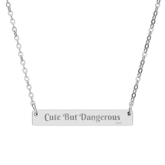Engraved Horizontal Bar Necklace — Cute But Dangerous Pendant