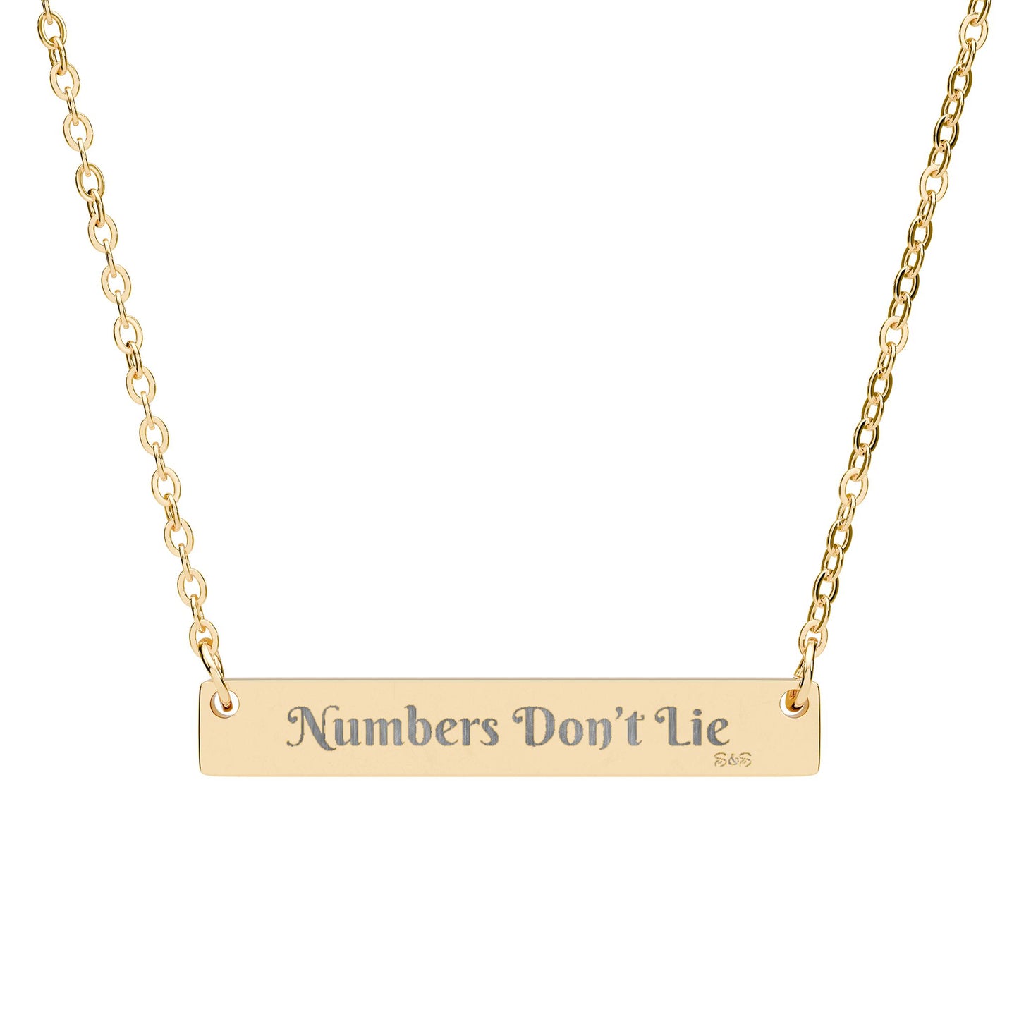 Engraved Horizontal Bar Necklace — Numbers Don't Lie Pendant