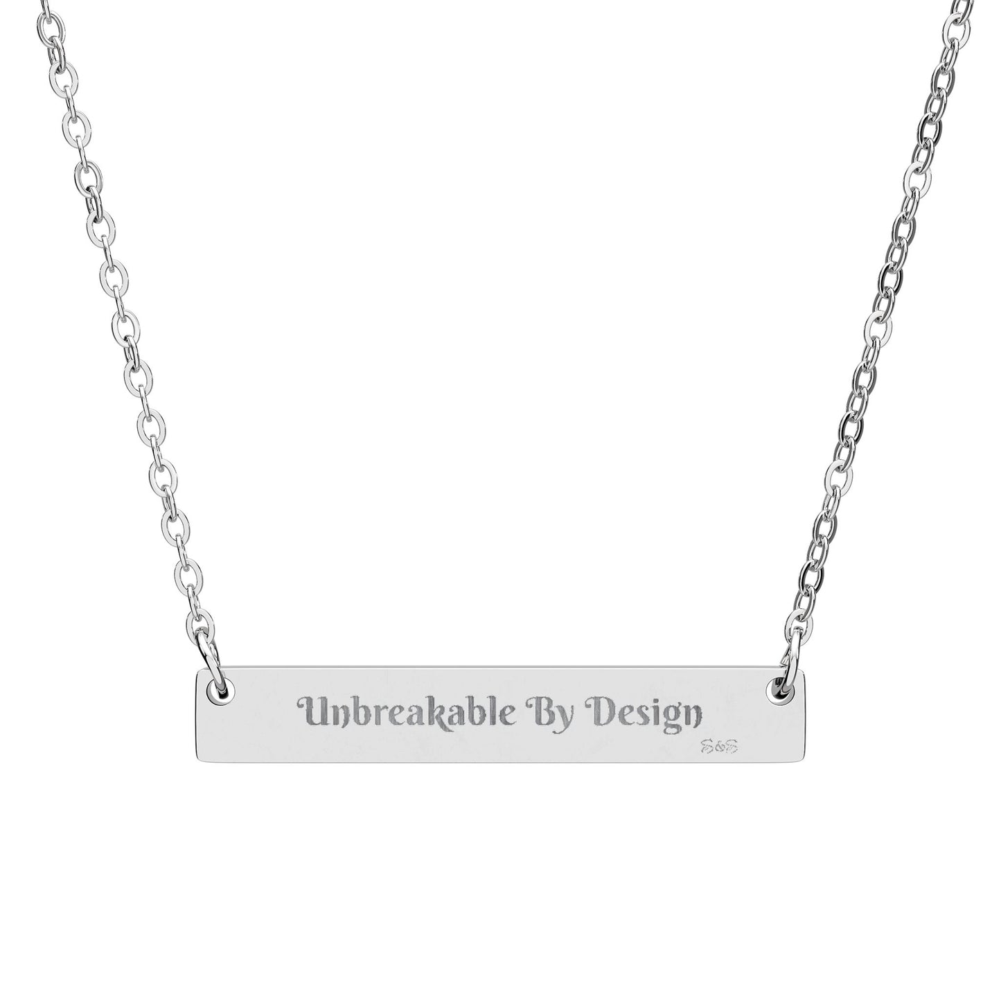 Engraved Horizontal Bar Necklace — Unbreakable By Design Pendant