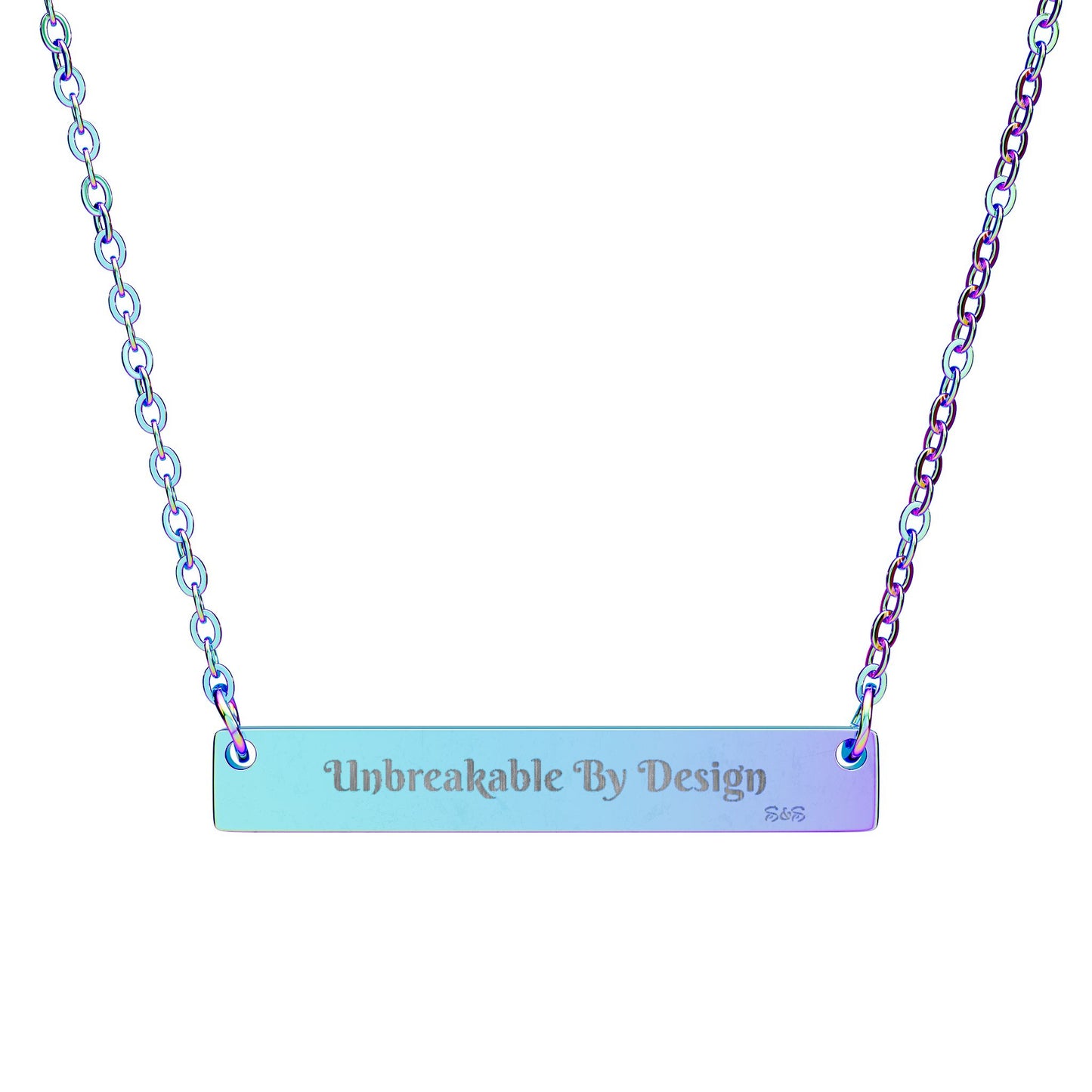 Engraved Horizontal Bar Necklace — Unbreakable By Design Pendant