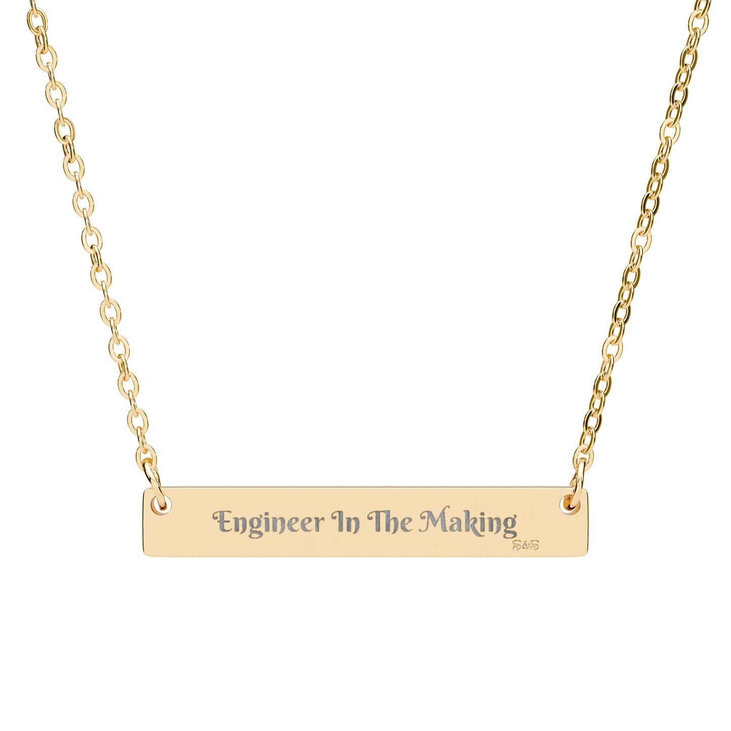 Engraved Horizontal Bar Necklace: Engineer In The Making Pendant