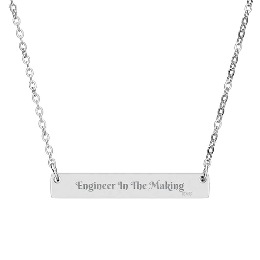 Engraved Horizontal Bar Necklace: Engineer In The Making Pendant